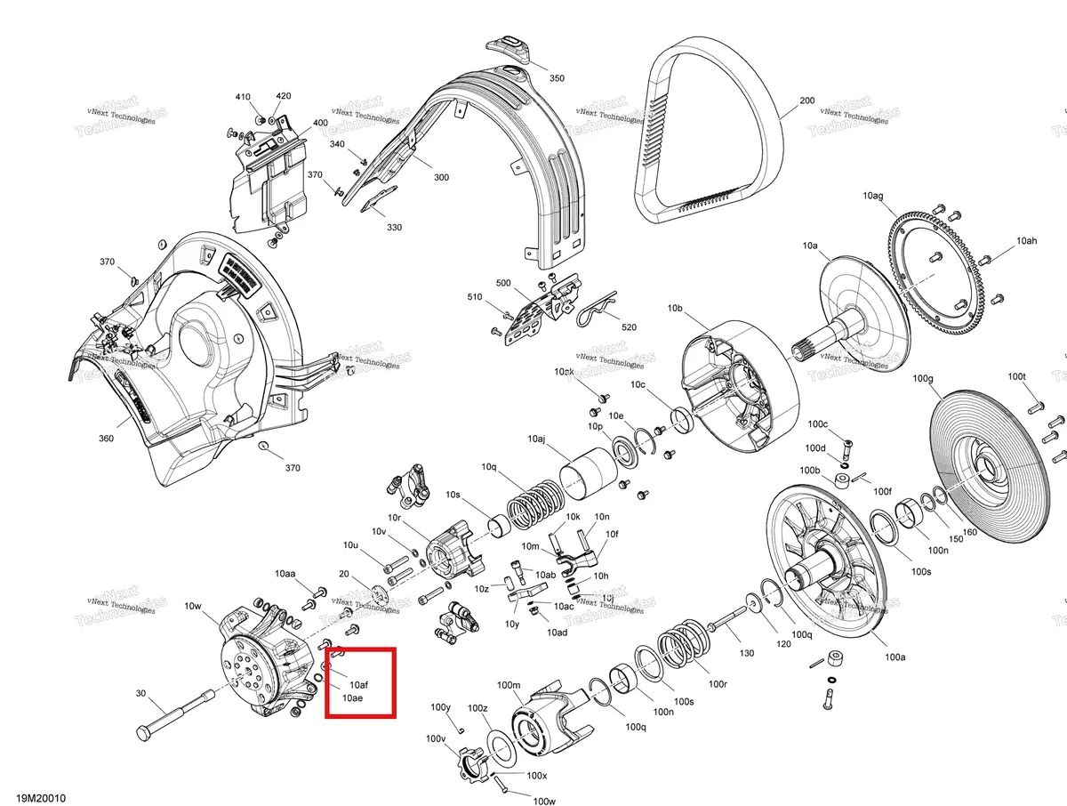 Деталь 417222992 (Слайдер Ботинка) на схеме узла 2020 Ski-Doo RENEGADE 600 CARB Pulley - System