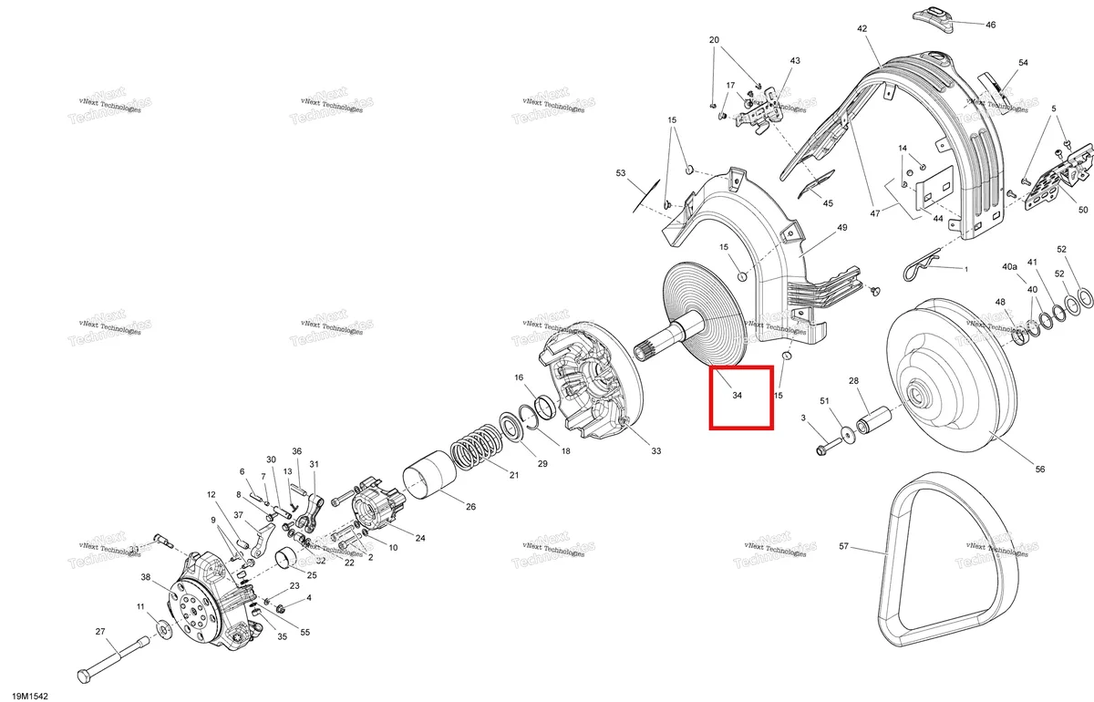 Деталь 417223012 (Фиксированный Фланец) на схеме узла 2015 Ski-Doo MXZ X-RS 600HOE XS RS Pulley System