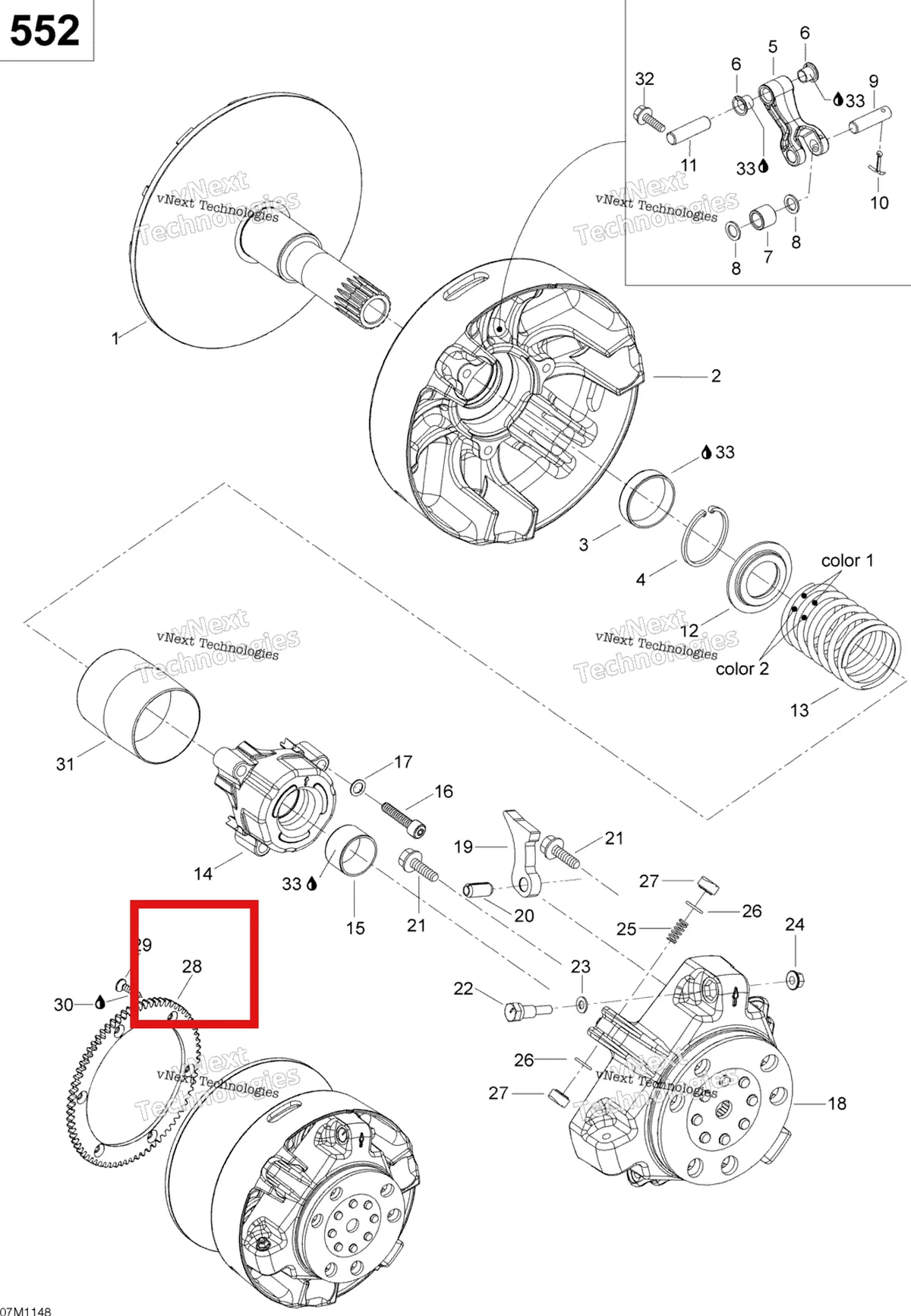 Деталь 417223043 (Шестерня Кольца) на схеме узла 2011 Ski-Doo Skandic WT 550F YetiII Drive Pulley