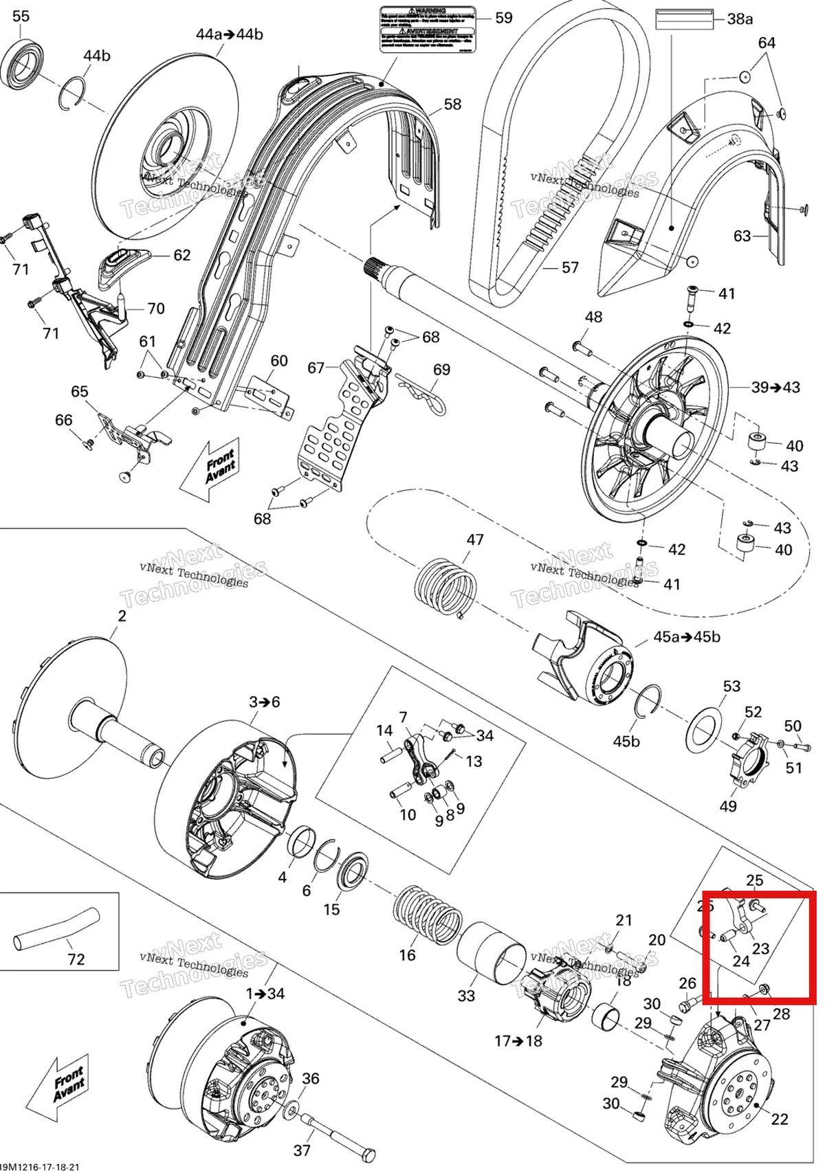 Деталь 417223088 (Деталь Ramp 617) на схеме узла 2012 Ski-Doo MXZ X & TNT 1200 XR Pulley System