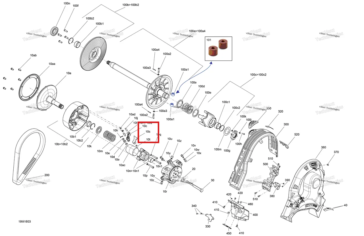 Деталь 417223096 на схеме узла 2018 Ski-Doo SUMMIT 600HO E-TEC Pulley Summit - 600 Ho Etec