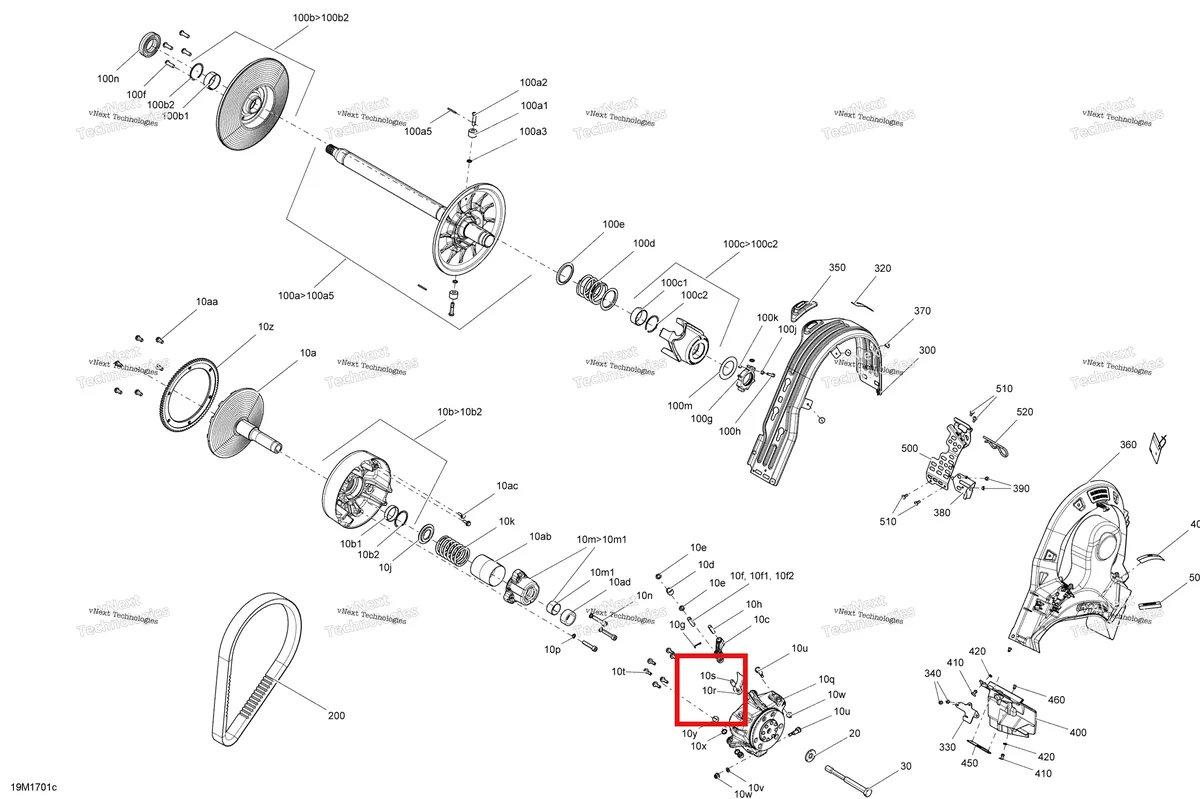 Деталь 417223098 (Деталь Ramp (441)) на схеме узла 2017 Ski-Doo SUMMIT - 2-STROKE - 800R E-TEC Pulley System