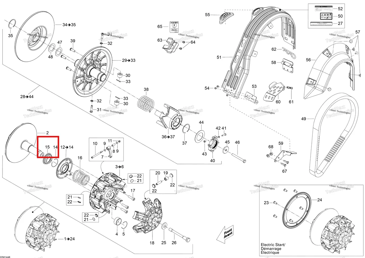 Деталь 417223155 (Пружины) на схеме узла 2014 Ski-Doo SKANDIC SWT 550F XU Pulley System