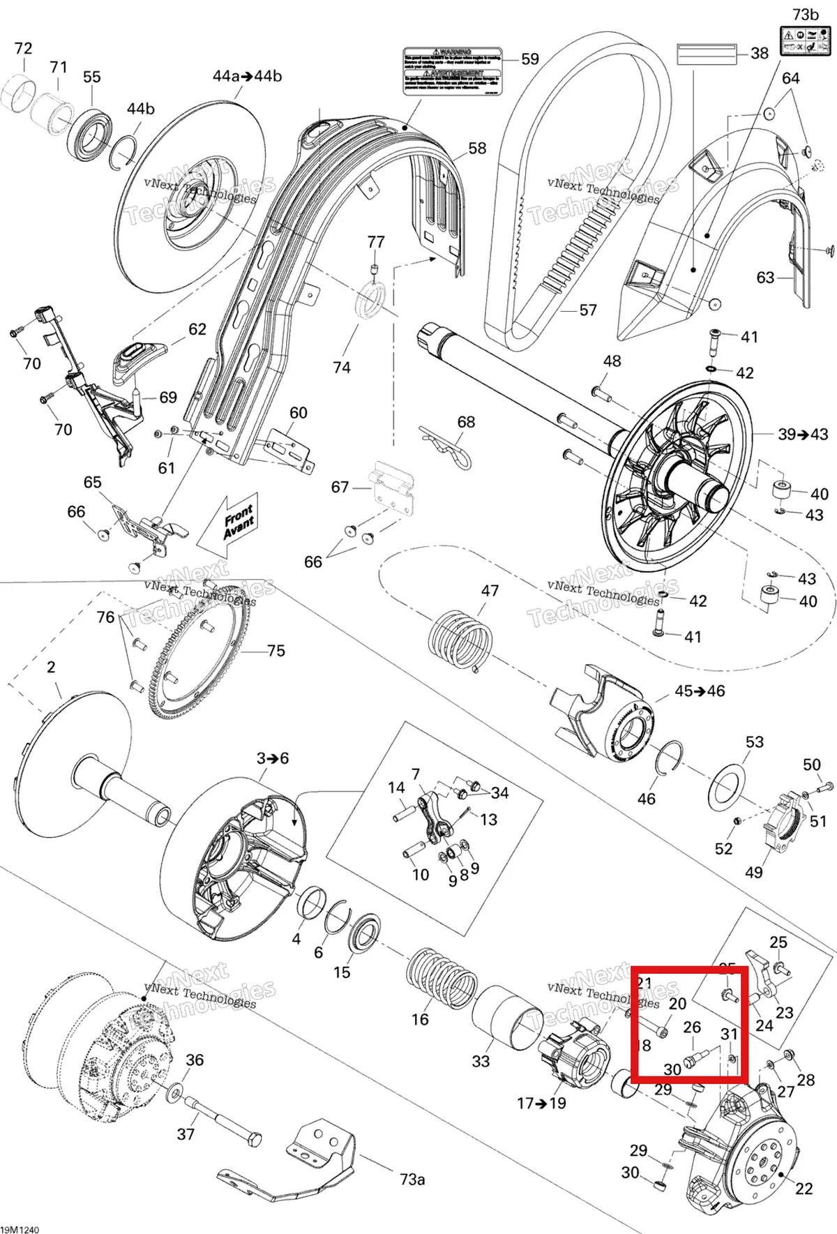 Деталь 417223197 (Калибровочный Винт) на схеме узла 2012 Ski-Doo Expedition SE 1200 XU Pulley System