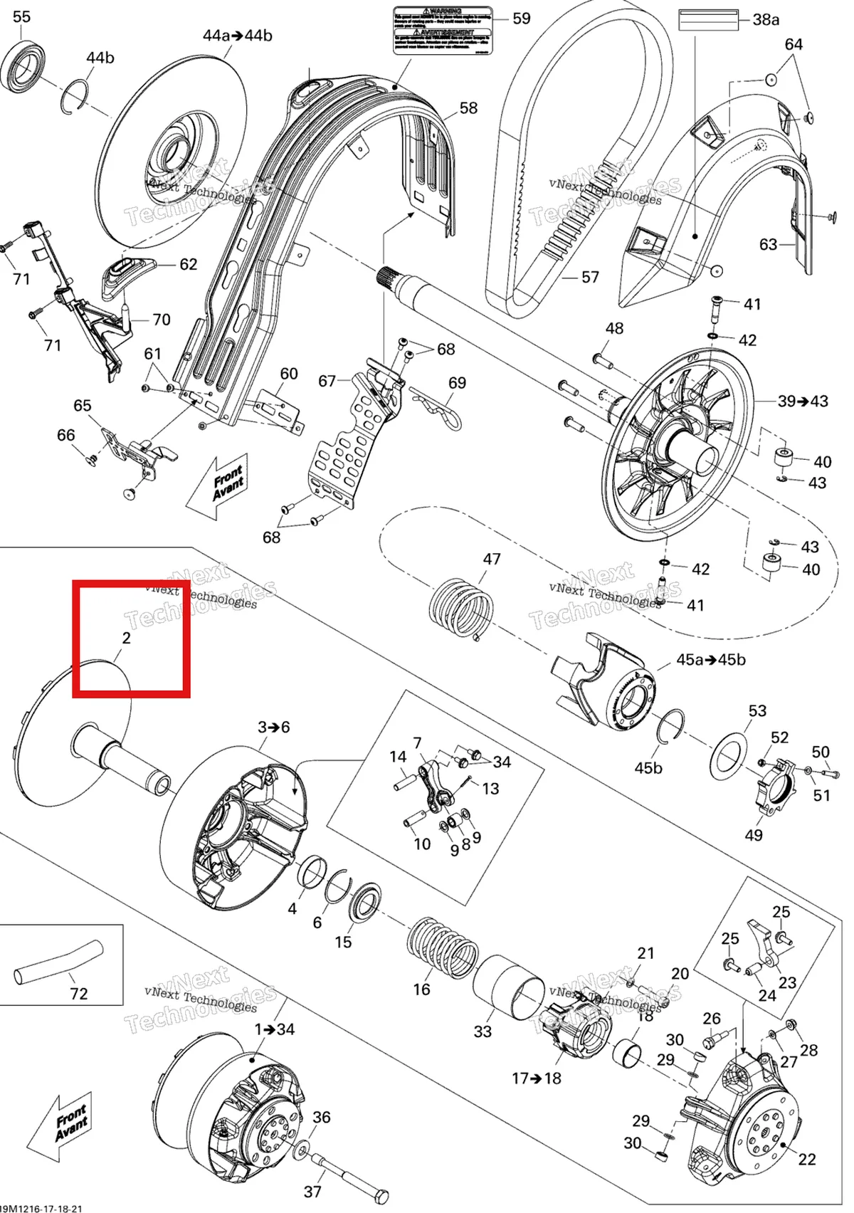 Деталь 417223233 на схеме узла 2012 Ski-Doo MXZ X & TNT 1200 XR Pulley System