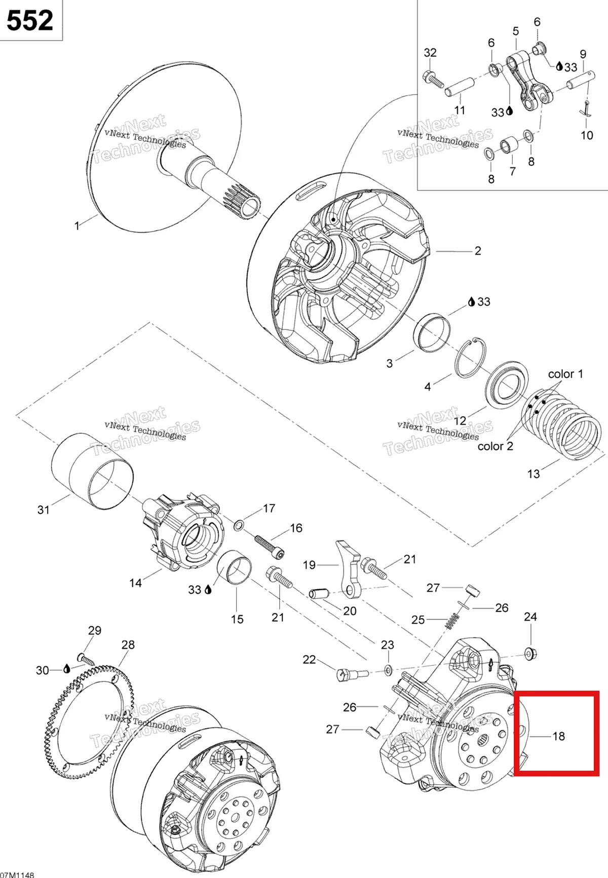 Деталь 417223238 (Деталь Governor Cup) на схеме узла 2011 Ski-Doo Skandic WT 550F YetiII Drive Pulley