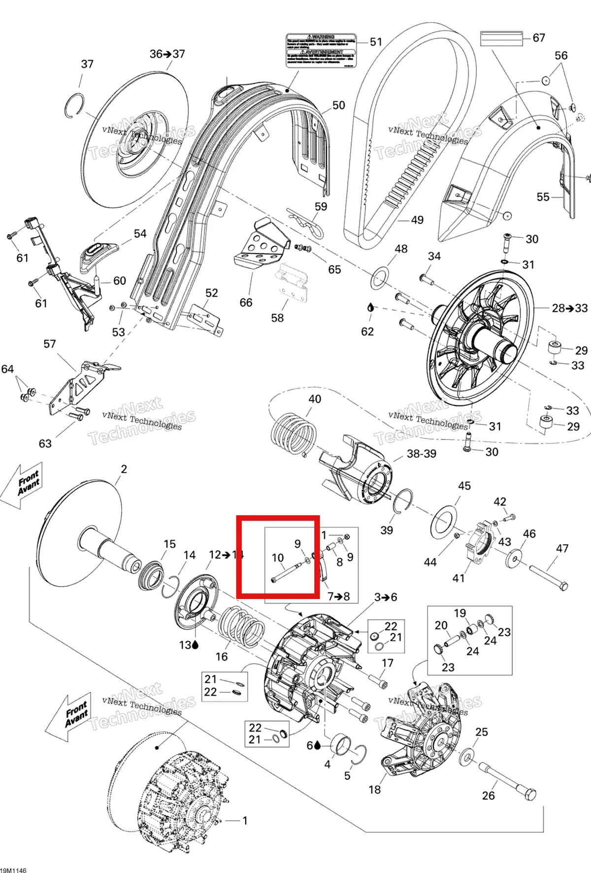 Деталь 417223258 (Деталь Axle Ramp) на схеме узла 2011 Ski-Doo Skandic WT 600 ACE XU Pulley System