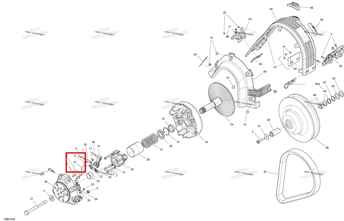 Деталь 417223281 (Деталь Ramp 443) на схеме узла 2015 Ski-Doo MXZ X-RS 600HOE XS RS Pulley System