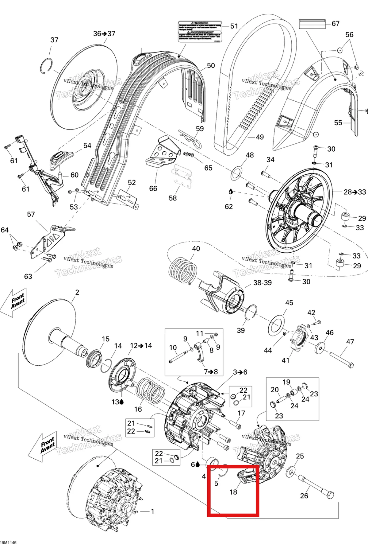 Деталь 417223283 (Деталь Governor Cup Ass'y) на схеме узла 2011 Ski-Doo Skandic WT 600 ACE XU Pulley System