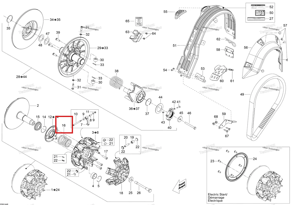 Деталь 417223315 (Деталь Spring, Red / Yellow (356-756n)) на схеме узла 2014 Ski-Doo SKANDIC SWT 550F XU Pulley System