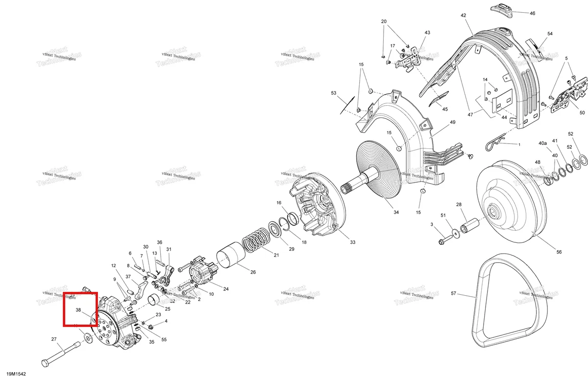 Деталь 417223366 (Деталь Governor Cup Ass'y) на схеме узла 2015 Ski-Doo MXZ X-RS 600HOE XS RS Pulley System