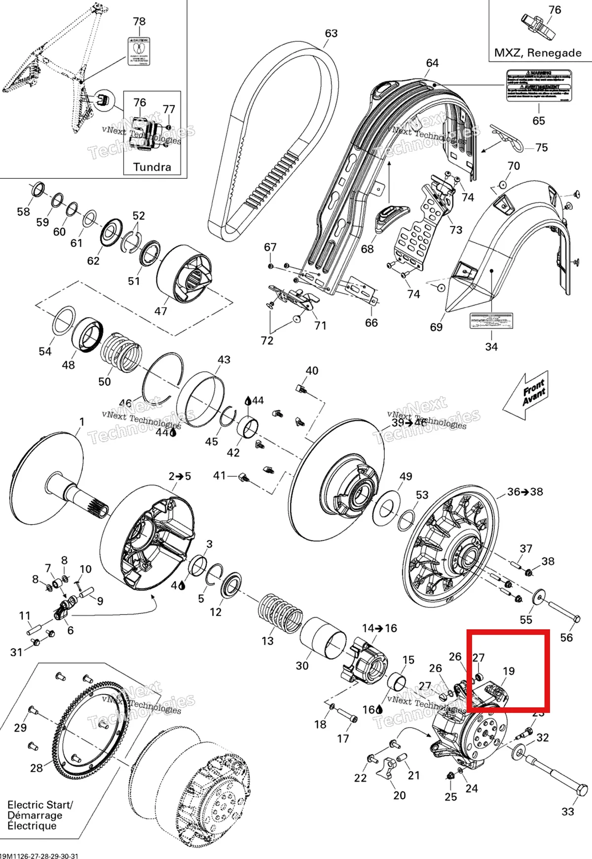 Деталь 417223441 (Деталь Governor Cup Ass'y) на схеме узла 2011 Ski-Doo Tundra STD & Sport & LT 550F XP-LTS Pulley System