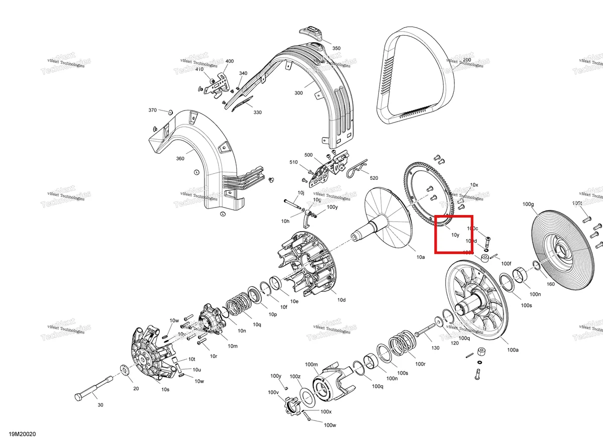 Деталь 417223476 (Шестерня Кольца) на схеме узла 2020 Ski-Doo EXPEDITION SPORT 550F Pulley - System