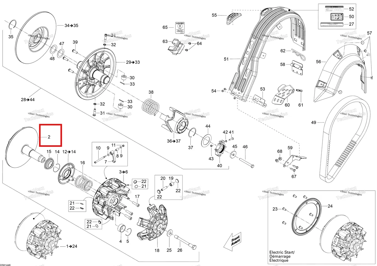 Деталь 417223534 (Фиксированный Фланец) на схеме узла 2014 Ski-Doo SKANDIC SWT 550F XU Pulley System