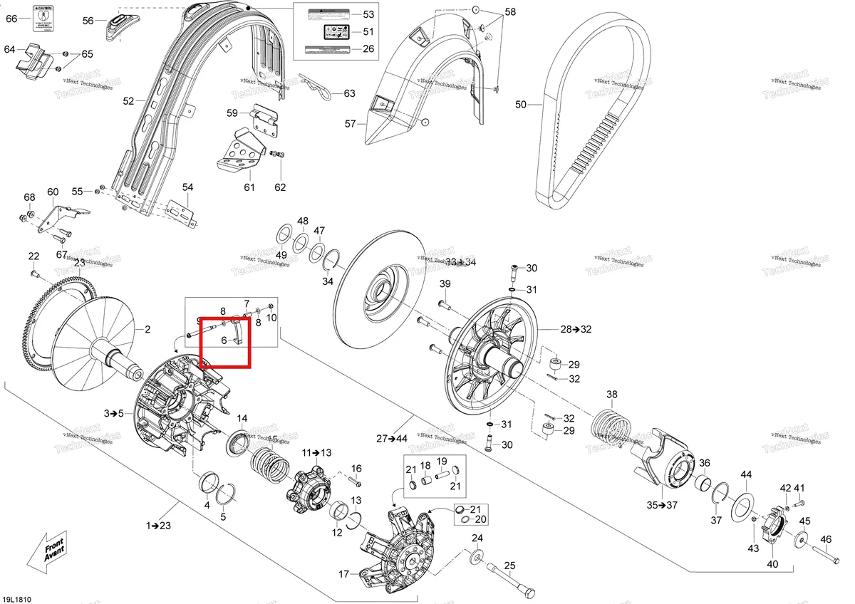 Деталь 417223604 (Пандус (700)) на схеме узла 2018 Ski-Doo SKANDIC 550F Pulley Skandic - 550F