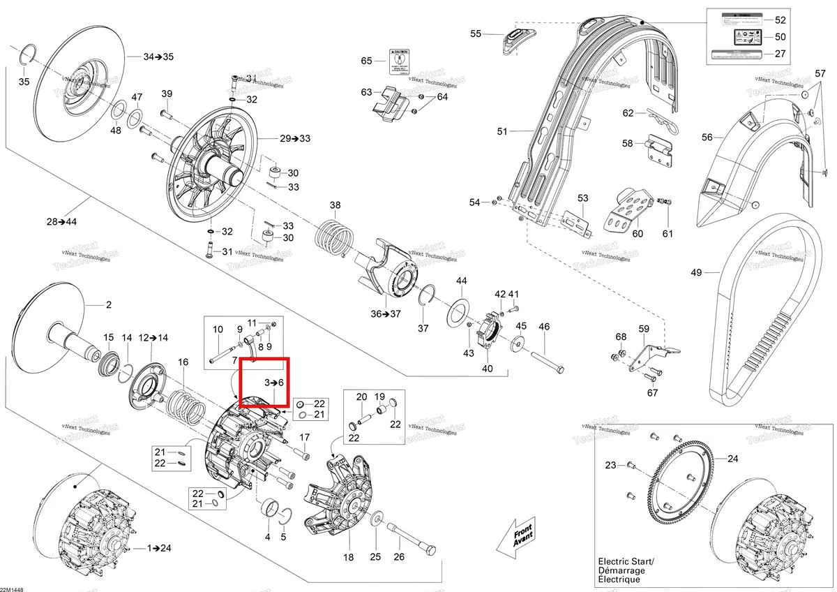 Деталь 417223606 (Деталь Sliding Flange Ass'y. Includes 3 To 6) на схеме узла 2014 Ski-Doo SKANDIC SWT 550F XU Pulley System