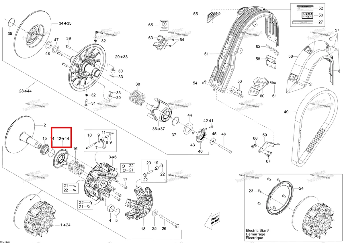 Деталь 417223615 (Деталь Sliding Adaptor Ass'y. Includes 12 To 14) на схеме узла 2014 Ski-Doo SKANDIC SWT 550F XU Pulley System