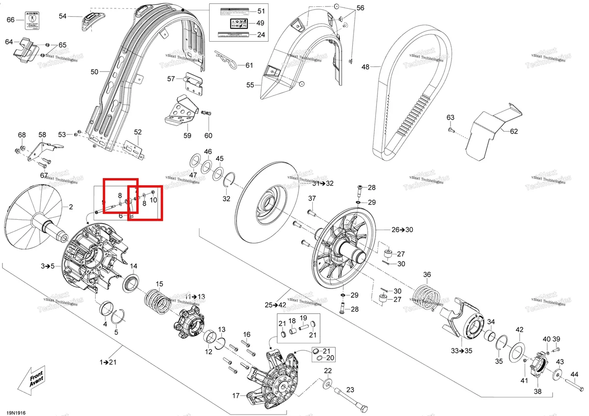 Деталь 417223660 (хомут) на схеме узла 2020 Ski-Doo SKANDIC WT 900 ACE Pulley - System