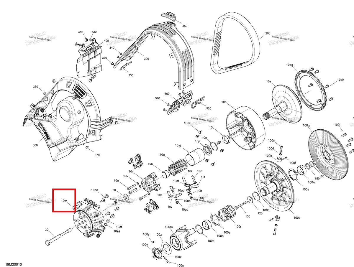 Деталь 417223669 (Ролик) на схеме узла 2020 Ski-Doo RENEGADE 600 CARB Pulley - System