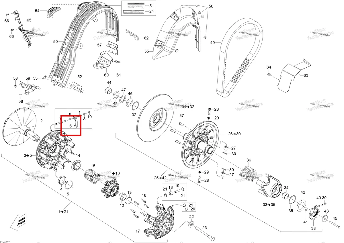 Деталь 417223679 (Деталь Ramp 735 Assy. Includes 5-6) на схеме узла 2015 Ski-Doo EXPEDITION LE 1200 4-TEC Pulley System