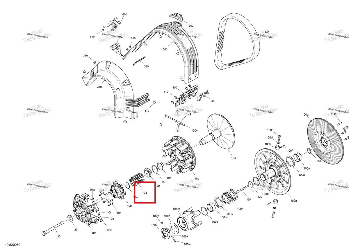 Деталь 417223747 (Деталь Spring (red / White, 356-600n)) на схеме узла 2020 Ski-Doo TUNDRA 600 ACE Pulley - System