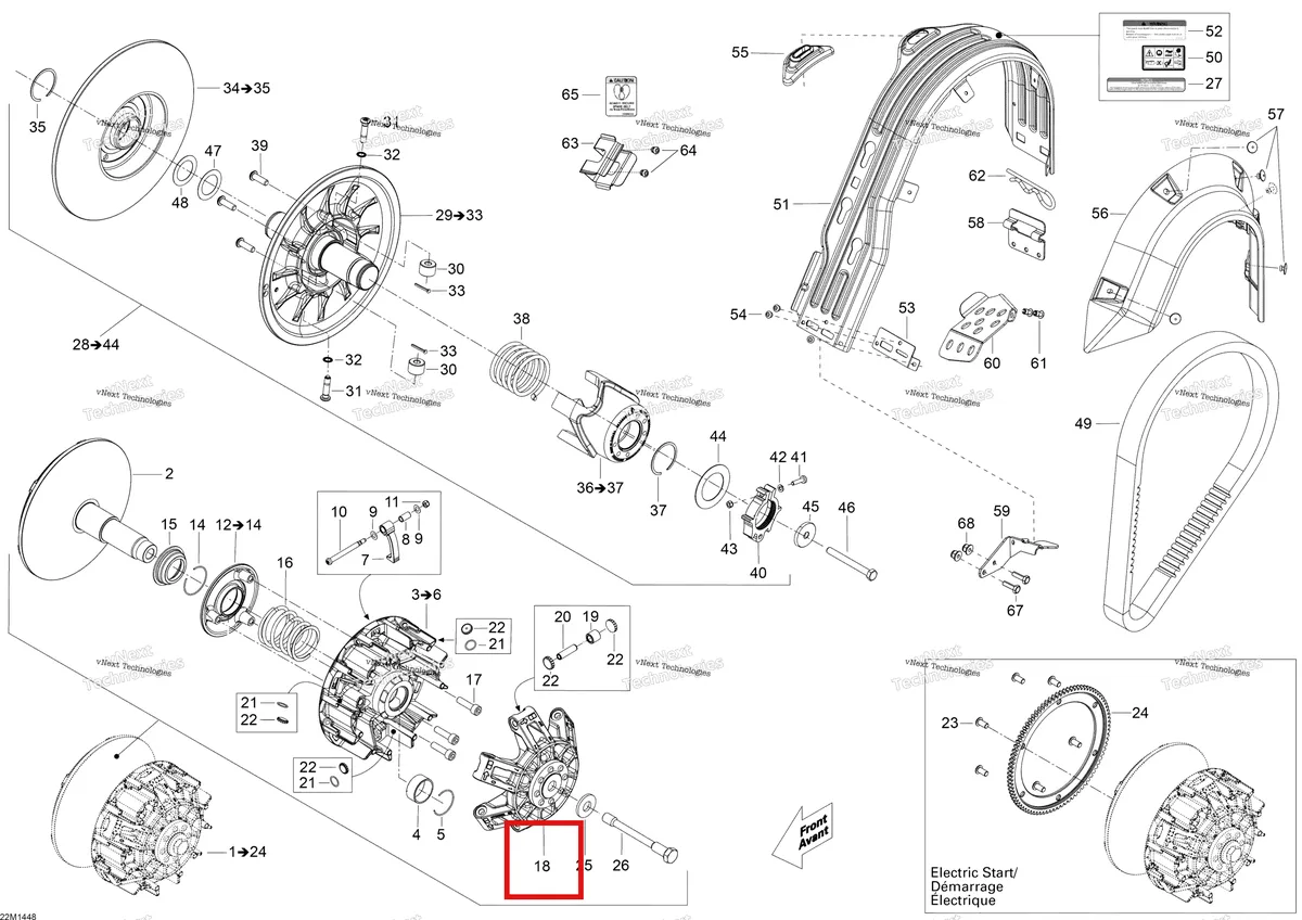 Деталь 417223778 (Деталь Governor Cup Ass'y) на схеме узла 2014 Ski-Doo SKANDIC SWT 550F XU Pulley System