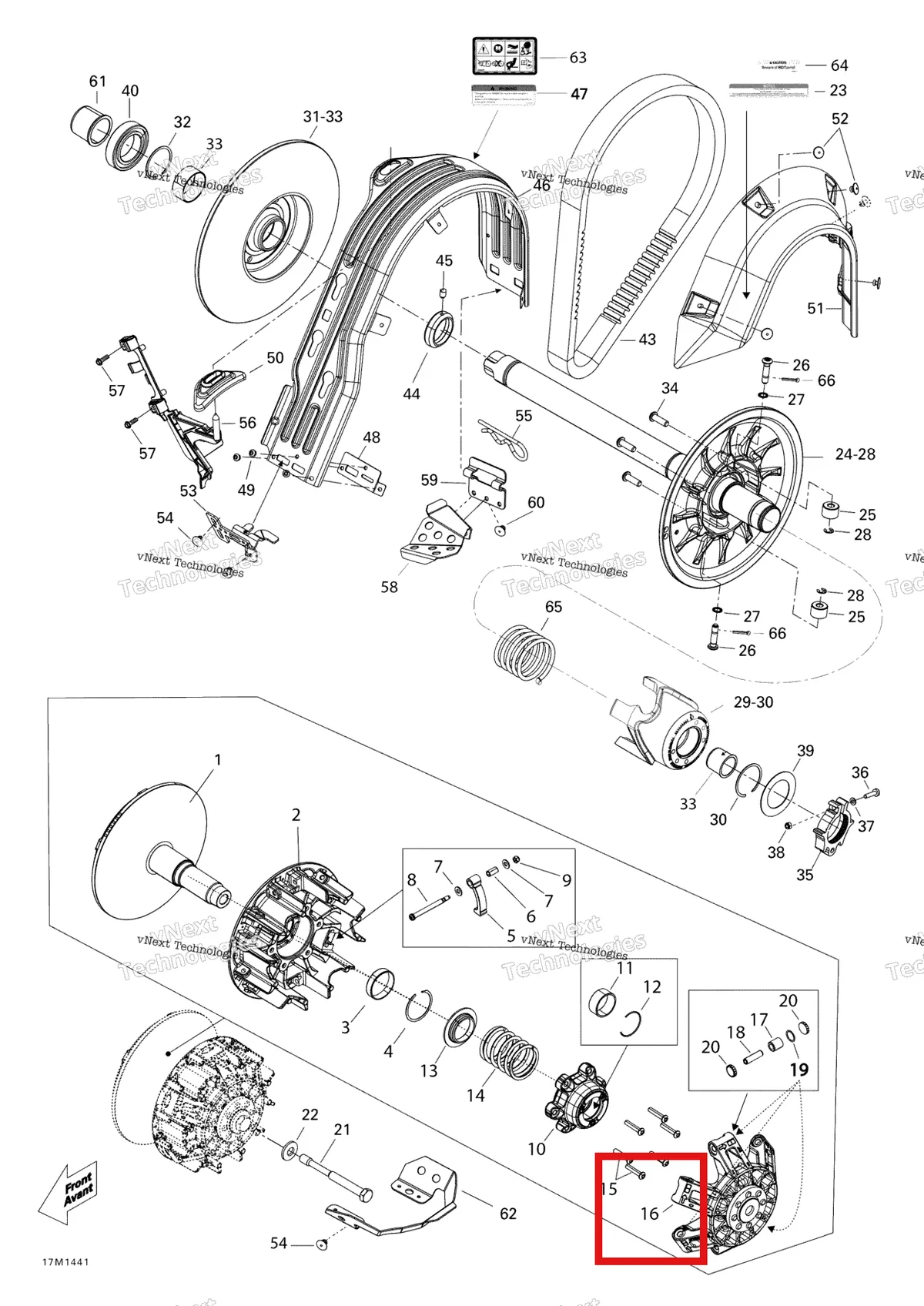 Деталь 417223790 на схеме узла 2014 Ski-Doo EXPEDITION LE 1200 XU Pulley System