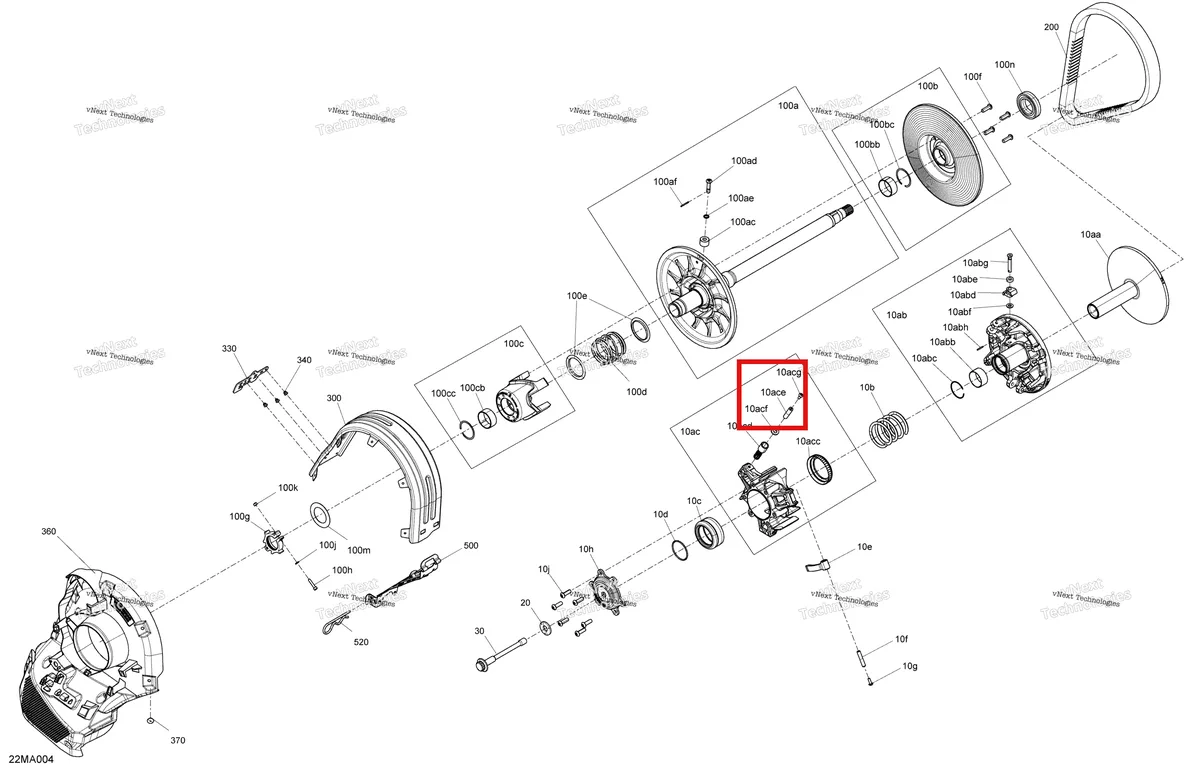 Деталь 417223989 (Мост) на схеме узла 2021 Ski-Doo SKANDIC SPORT 600 EFI Drive - Pulley
