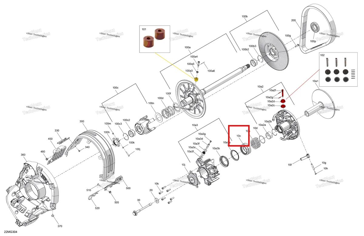 Деталь 417224003 (Деталь Spring Seat Ass'y) на схеме узла 2027 Ski-Doo RENEGADE - Adrenaline with Enduro Package - 900 ACE - UNVA - Deep Black - 15X137X1.25IR Track Drive - Pulley