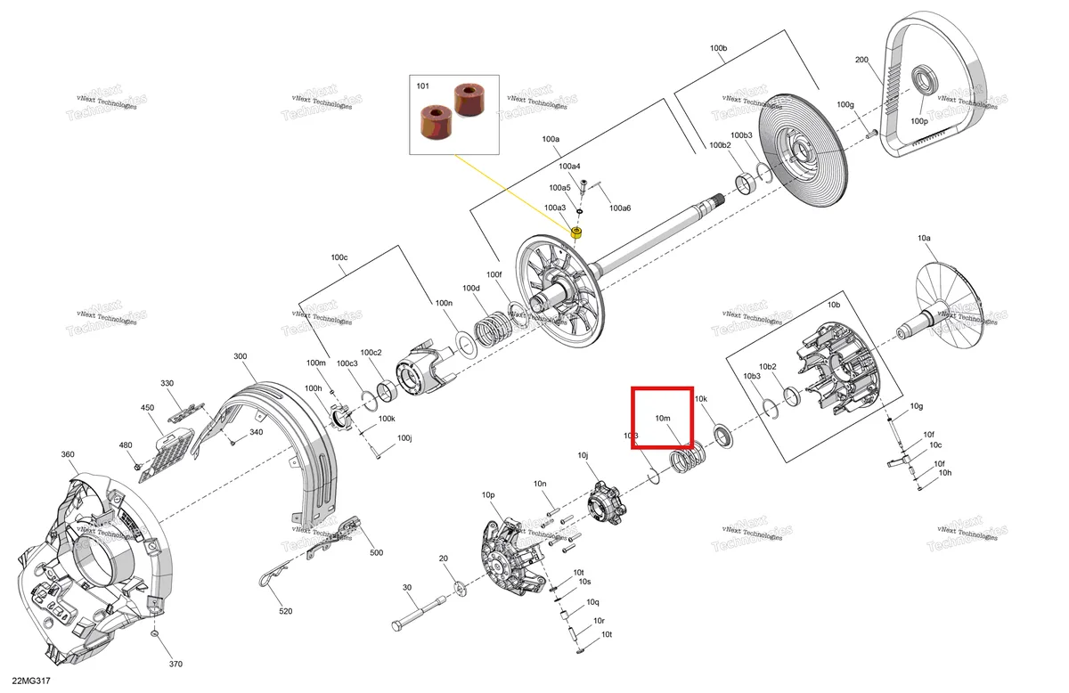 Деталь 417224085 (Деталь Spring (yellow / Red, 446-690n / 100-155lbs). Model-900 Ace) на схеме узла 2027 Ski-Doo SKANDIC - LE - 600 ACE - AKVB - Deep Black - 20X154X1.5CSS Track Drive - Pulley