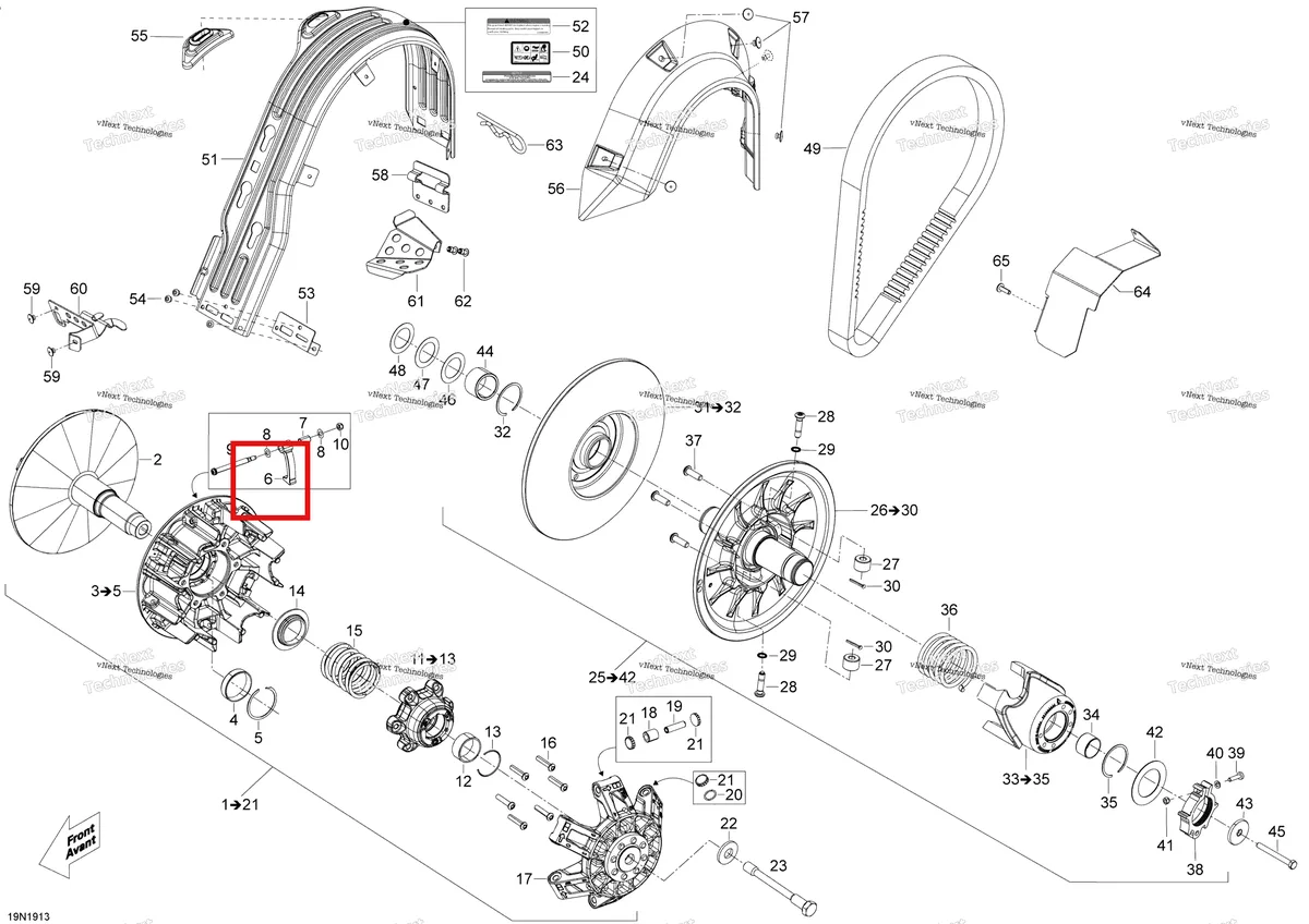 Деталь 417224103 на схеме узла 2019 Ski-Doo EXPEDITION LE-SE 1200 4-TEC Pulley - 1200 4-Tec