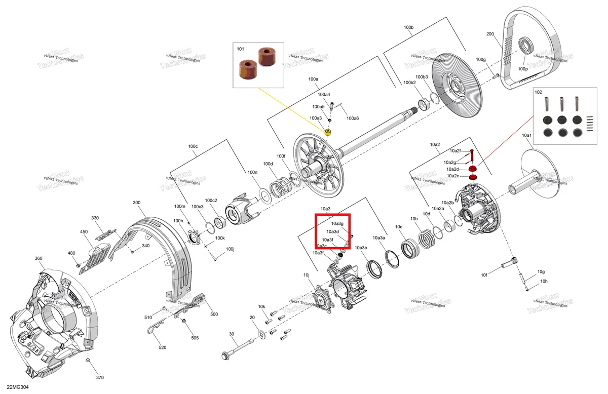 Деталь 417224204 на схеме узла 2027 Ski-Doo RENEGADE - Adrenaline with Enduro Package - 900 ACE - UNVA - Deep Black - 15X137X1.25IR Track Drive - Pulley