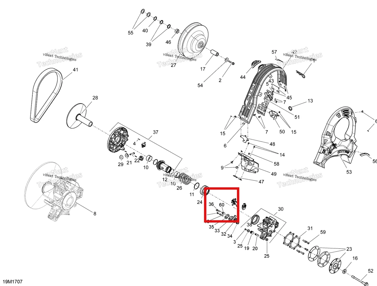 Деталь 417224241 на схеме узла 2017 Ski-Doo MXZ 600 RS Pulley System