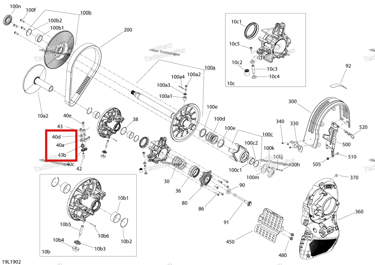 Деталь 417224450 на схеме узла 2019 Ski-Doo RENEGADE 600R E-TEC - ENDURO Pulley