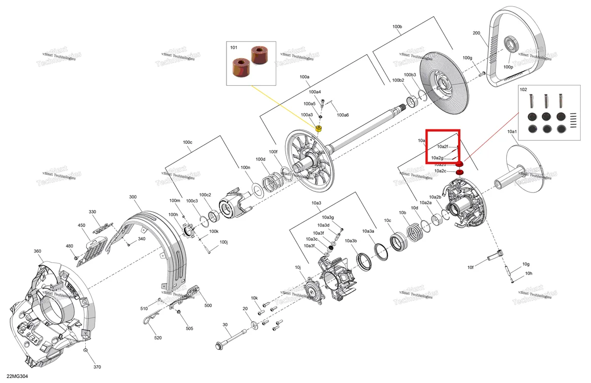 Деталь 417224510 на схеме узла 2027 Ski-Doo RENEGADE - Adrenaline with Enduro Package - 900 ACE - UNVA - Deep Black - 15X137X1.25IR Track Drive - Pulley