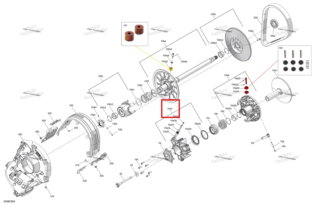 Деталь 417225067 на схеме узла 2027 Ski-Doo RENEGADE - Adrenaline with Enduro Package - 900 ACE - UNVA - Deep Black - 15X137X1.25IR Track Drive - Pulley