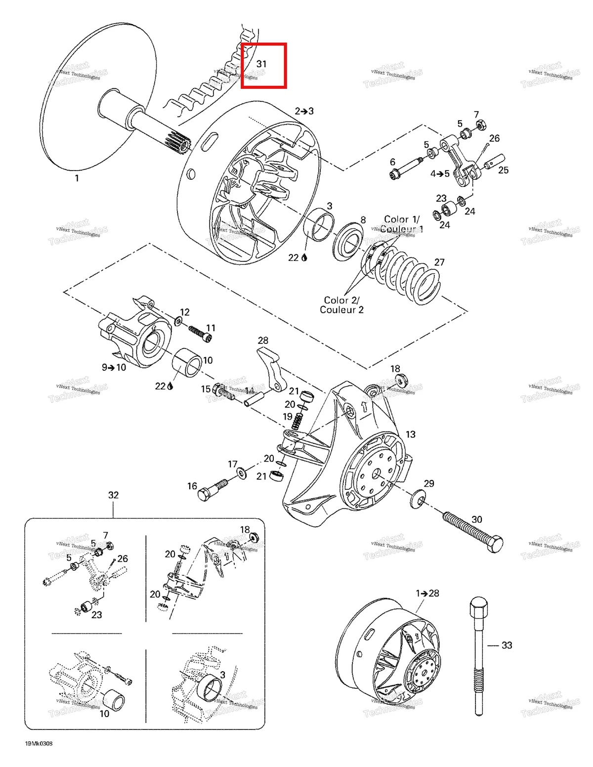 Деталь 417300066 на схеме узла 2003 Ski-Doo Mach Z Drive Pulley