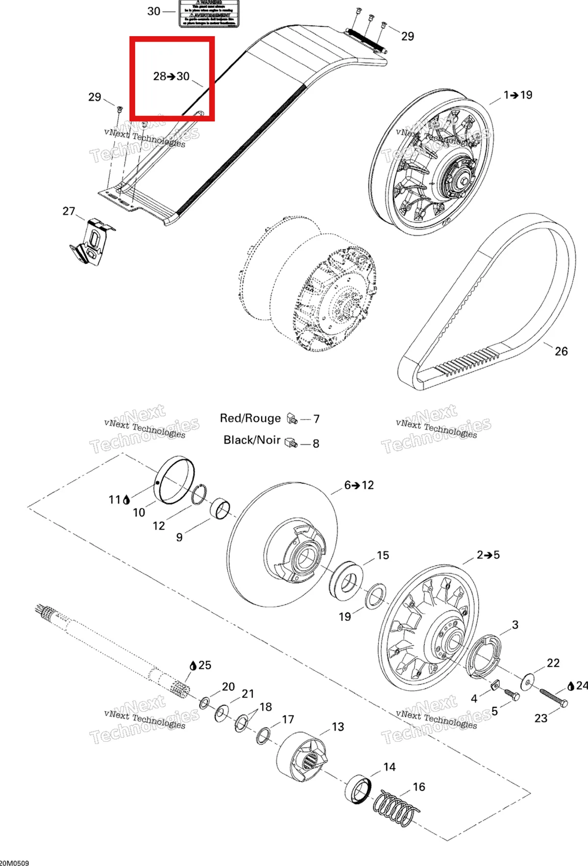 Деталь 417300169 (Деталь Belt Quard Ass'y. Includes 10 To 12) на схеме узла 2005 Ski-Doo Legend V-1000 Driven Pulley