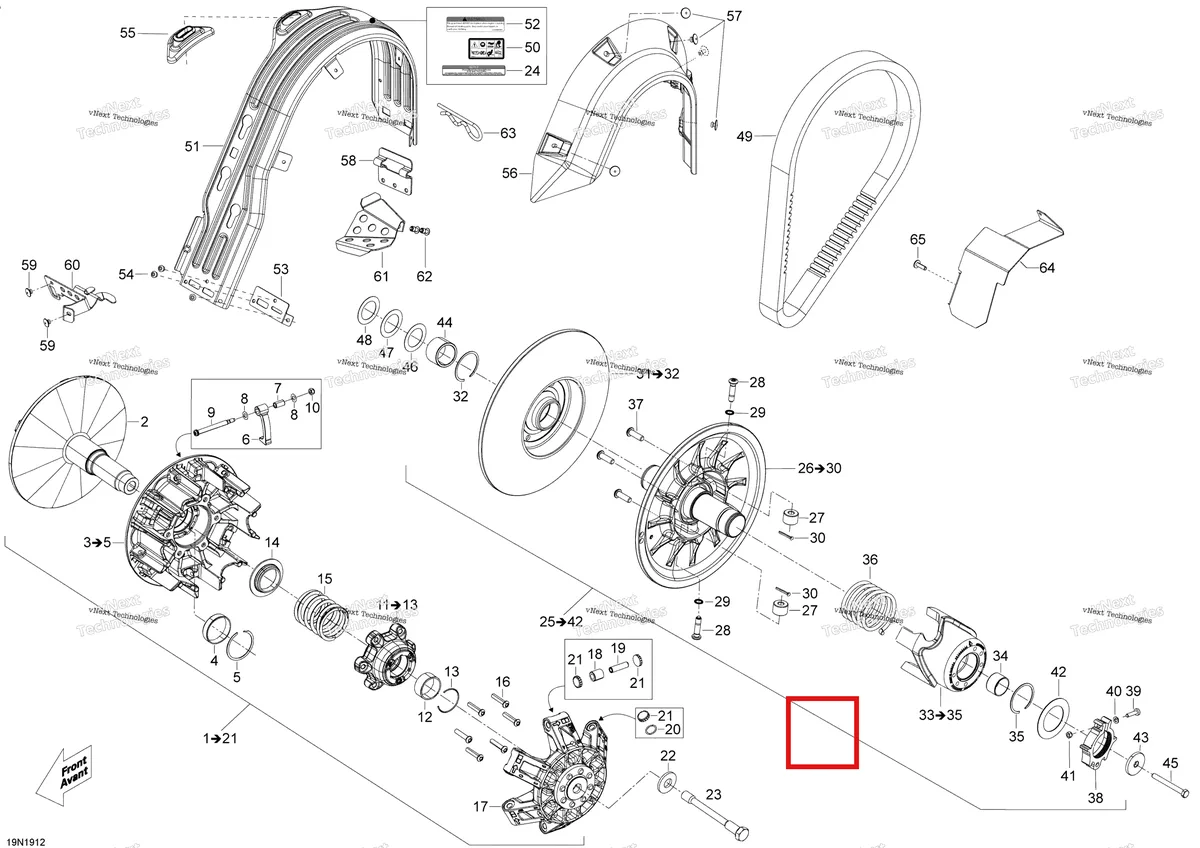 Деталь 417300252 (хомут) на схеме узла 2020 Ski-Doo EXPEDITION SWT 900 ACE Pulley - System