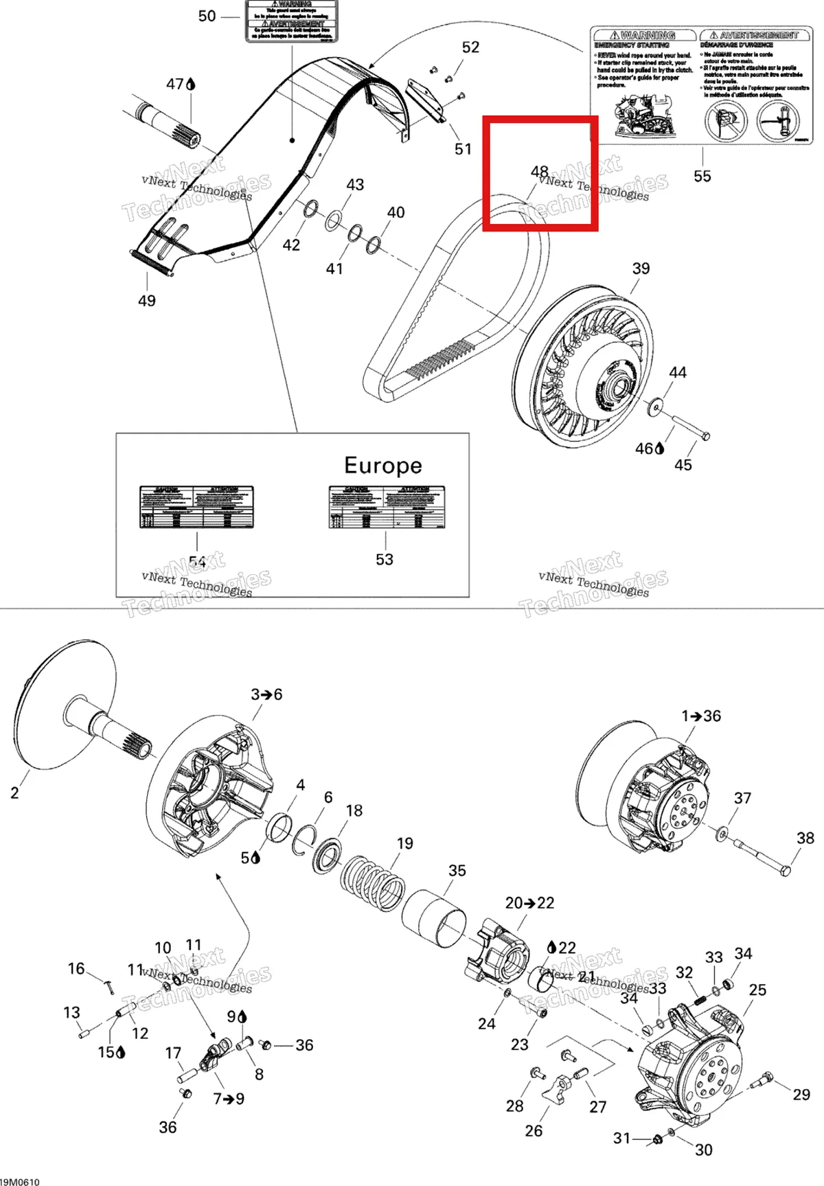 Деталь 417300297 (Ремень) на схеме узла 2006 Ski-Doo MX Z 440 Racing Pulley System