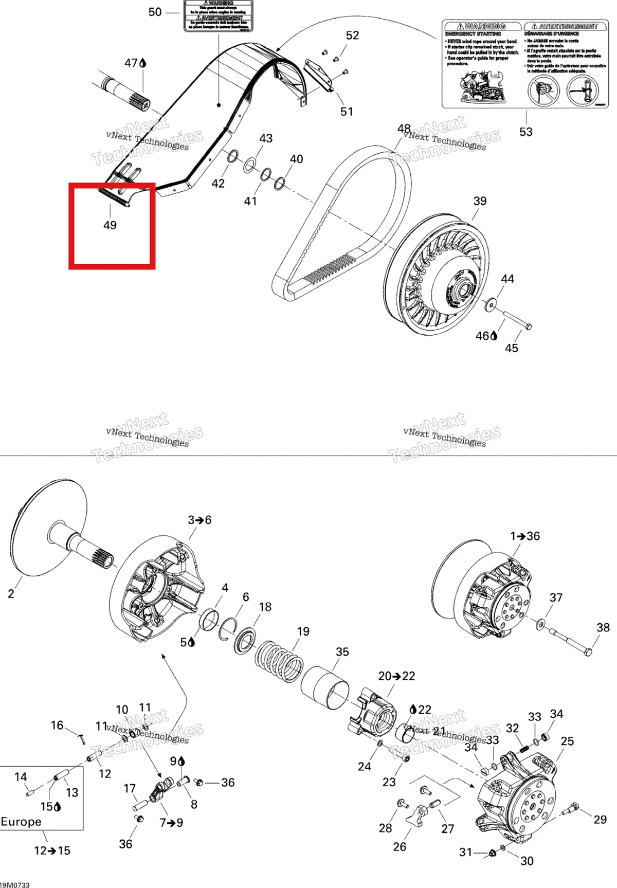 Деталь 417300332 на схеме узла 2007 Ski-Doo MX Z 440X Racing Pulley System