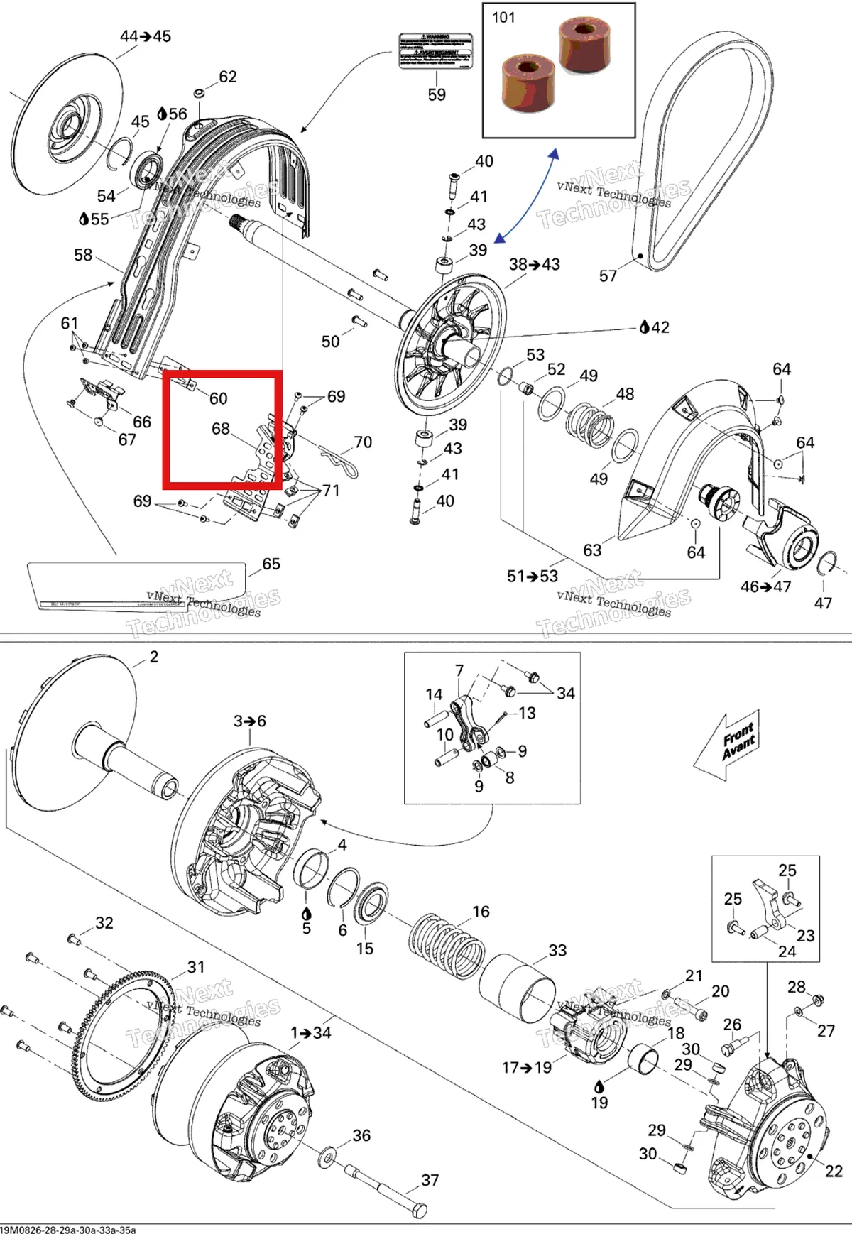Деталь 417300354 (Кожух Ремня Кронштейн) на схеме узла Pulley System