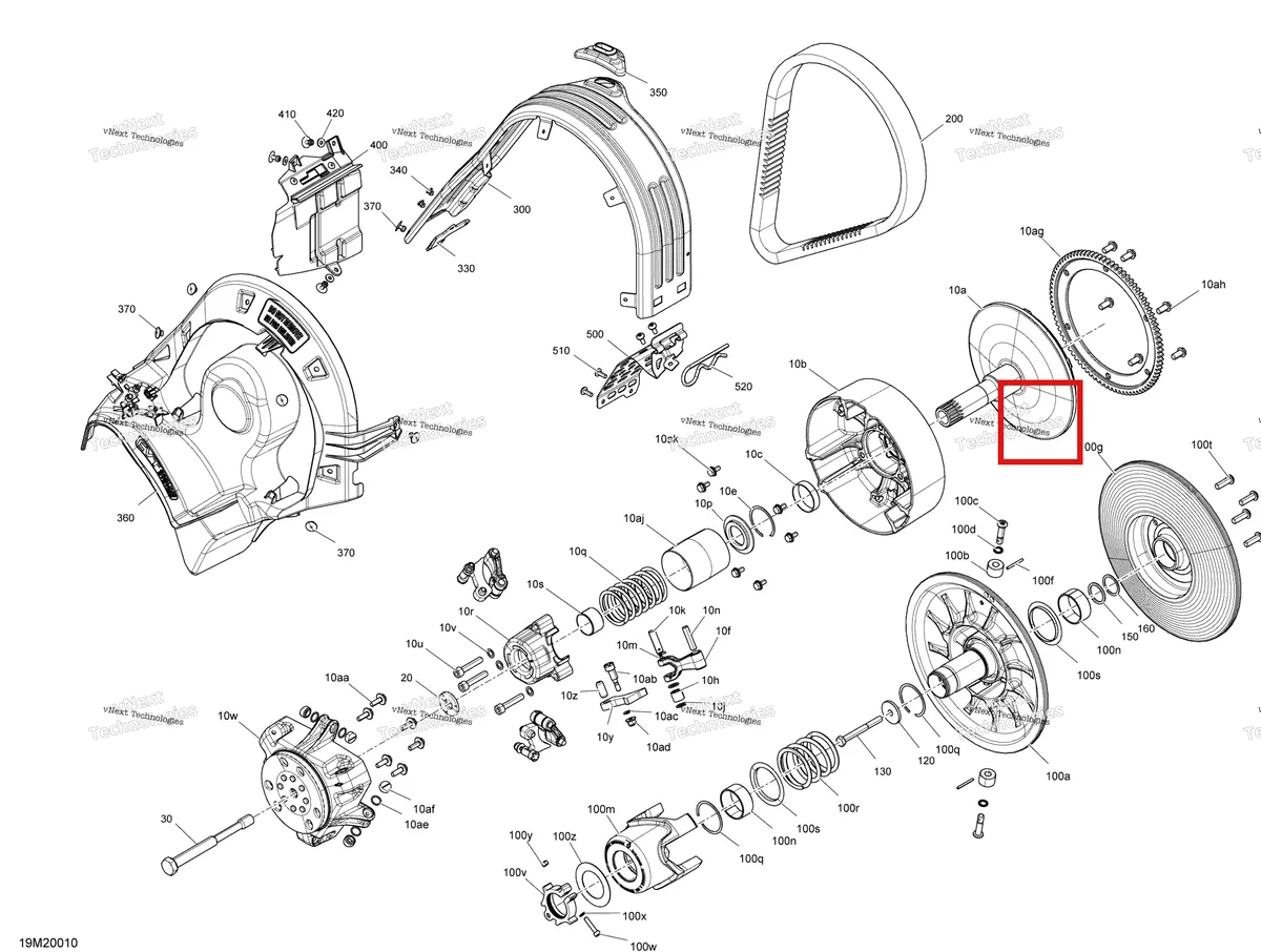 Деталь 417300357 (Стопор) на схеме узла 2020 Ski-Doo MXZ 600 CARB Pulley - System