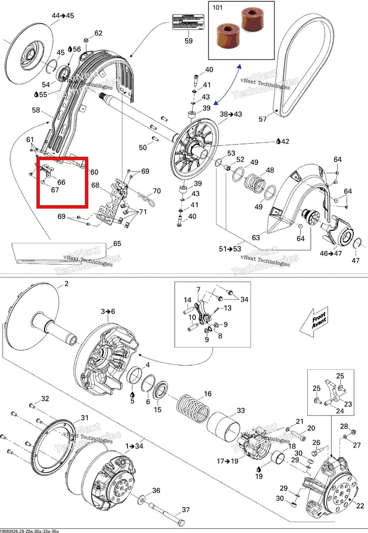 Деталь 417300358 (Кожух Ремня Кронштейн) на схеме узла Pulley System