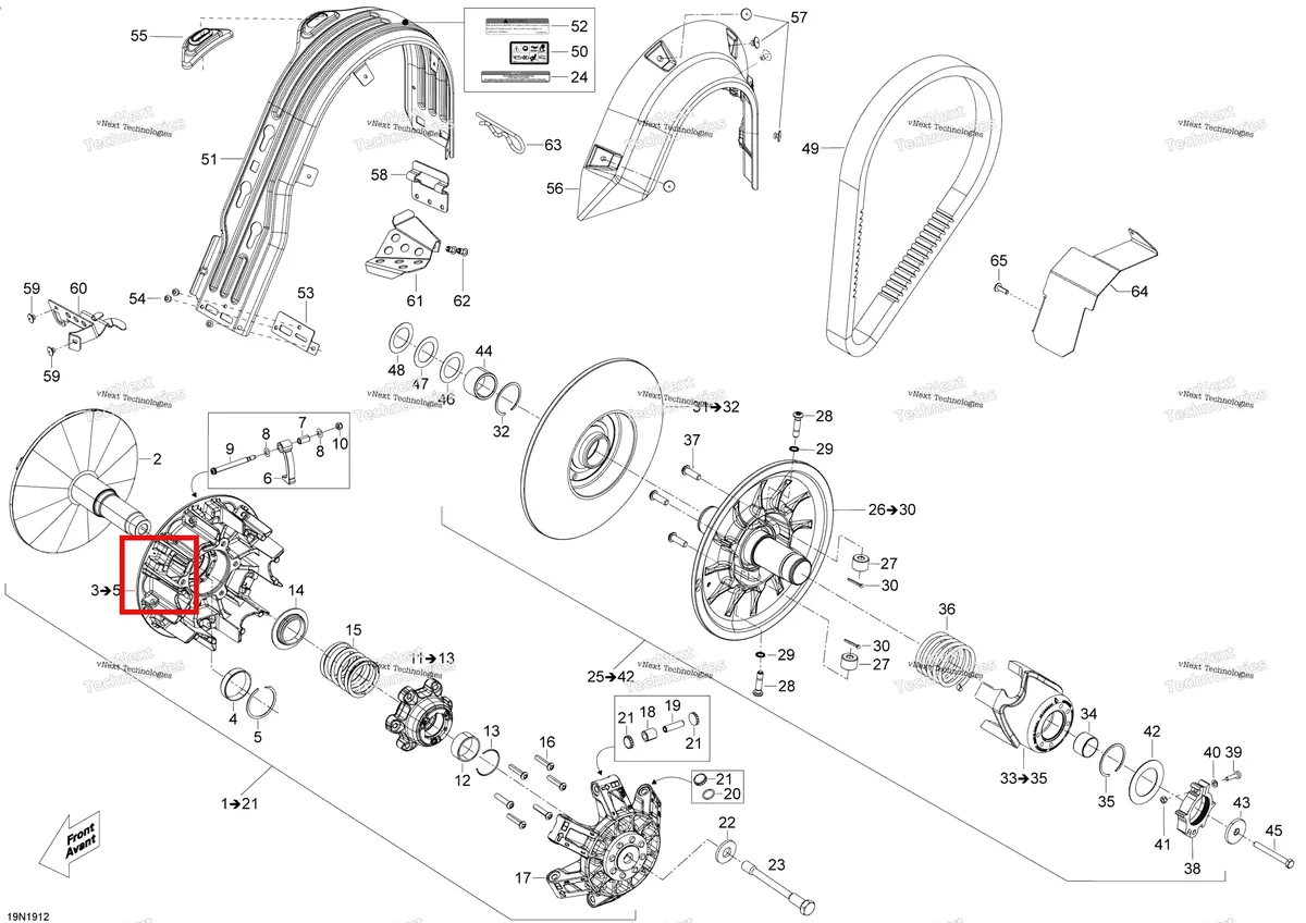 Деталь 417300364 (Кожух Ремня Кронштейн) на схеме узла 2020 Ski-Doo EXPEDITION SWT 900 ACE Pulley - System
