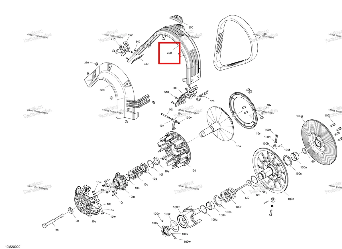 Деталь 417300382 (хомут) на схеме узла 2020 Ski-Doo EXPEDITION SPORT 550F Pulley - System