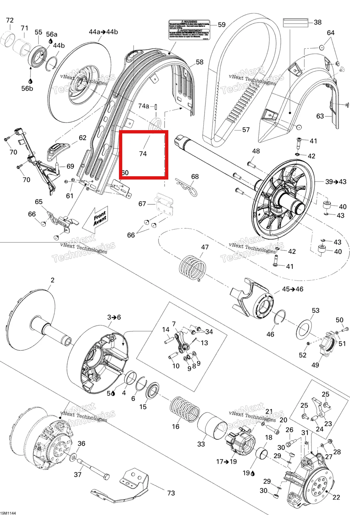 Деталь 417300401 (Обойма подшипника) на схеме узла 2011 Ski-Doo Expedition LE 1200 XU Pulley System