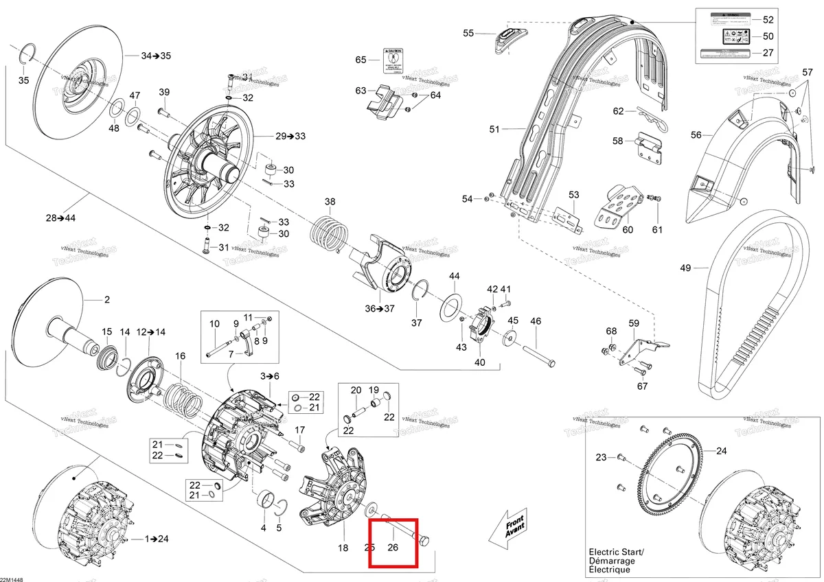 Деталь 417300407 (Приводной Шкив Болт) на схеме узла 2014 Ski-Doo SKANDIC SWT 550F XU Pulley System