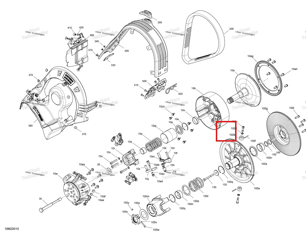 Деталь 417300423 (Спинка) на схеме узла 2020 Ski-Doo MXZ 600 CARB Pulley - System
