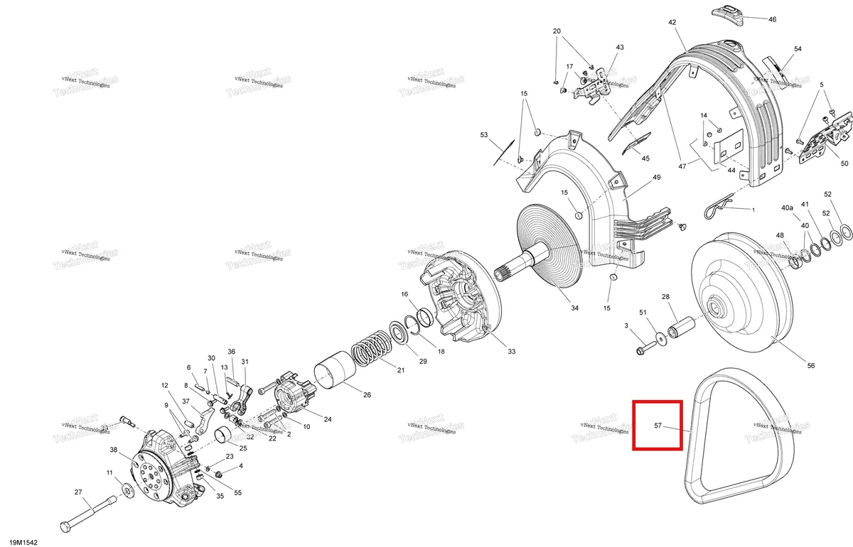 Деталь 417300425 (Ремень) на схеме узла 2015 Ski-Doo MXZ X-RS 600HOE XS RS Pulley System